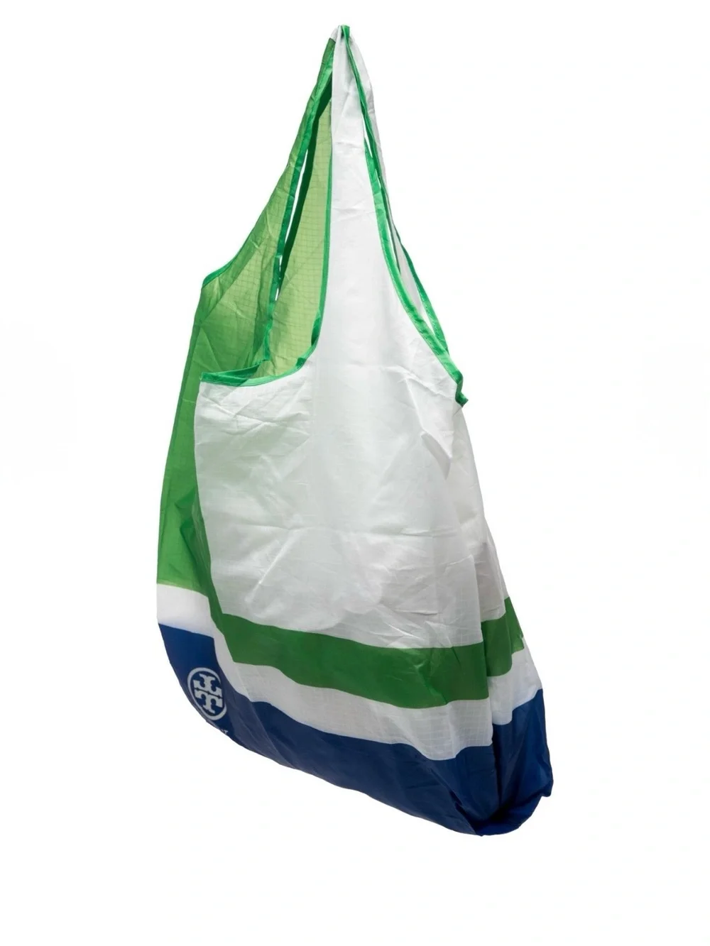 Tory Burch Green White Blue Colorblock Reusable Shopper Tote
